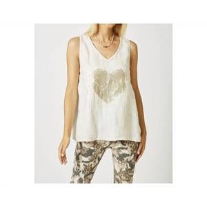 NEW LOOK MODE USA sequin heart "believe" tank top in taupe